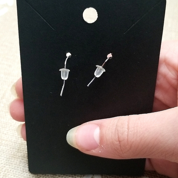 Resin earrings, pink with sprinkled silver. - Picture 2 of 3